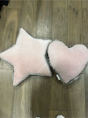 Restoration Hardware RH Baby and Child Pink and Gray Velvet Pillow Set